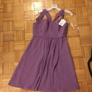 Yneck Ruched CrinkleBodice Chiffon Dress Wisteria